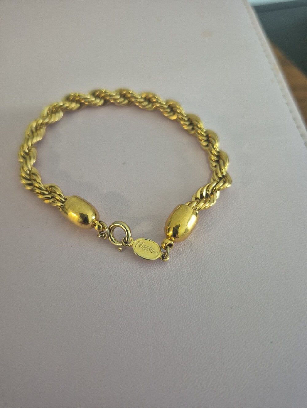 Vintage Napier Gold Rope Chain Bracelet - 7 Inch Women Jewelry